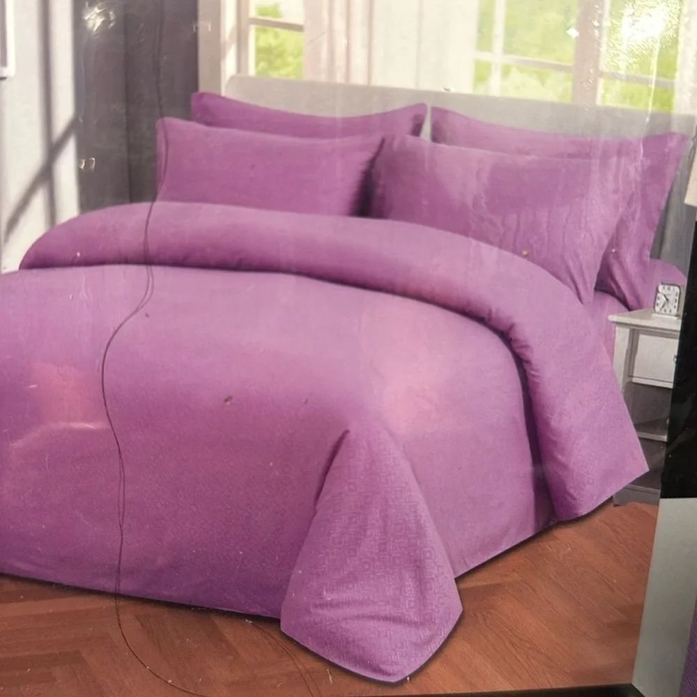 Traditional At Home 6pc Full Sheet Set purple Magenta Diamond embossed
